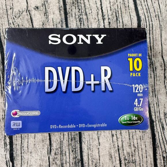 Sony DVD + R 10 Pack Discs With Cases 120 min 4.7 GB Blank New Sealed Blank DVDs - Picture 2 of 4